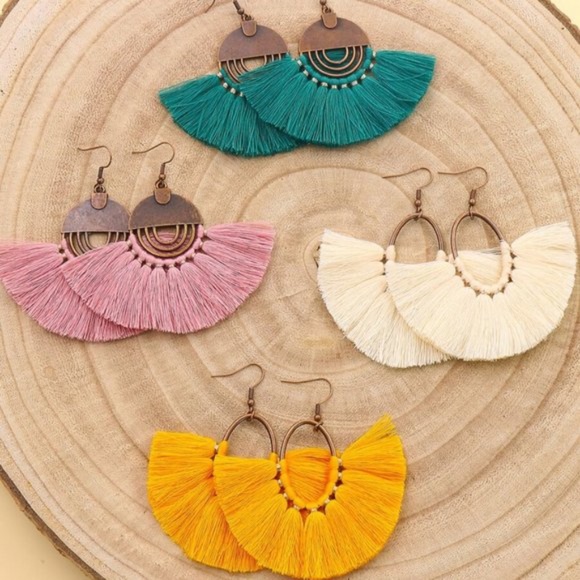 Bellanblue Jewelry - Pink Teal Tassel Drop Earring Set